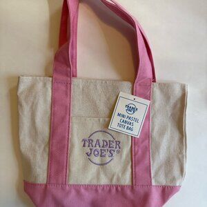 Trader Joe's Mini Canvas Pink Tote NWT